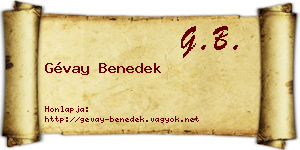 Gévay Benedek névjegykártya