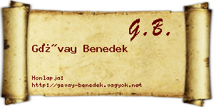 Gévay Benedek névjegykártya